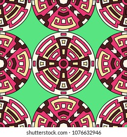 Semless pattern. Trendy color ethnic background with folk motifs for cover or textile. Seamless color background with ethnic motifs for your design. Vector texture.