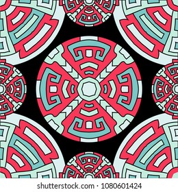 Semless pattern. Trendy color ethnic background with folk motifs for cover or textile. Seamless color background with ethnic motifs for your design. Vector texture.