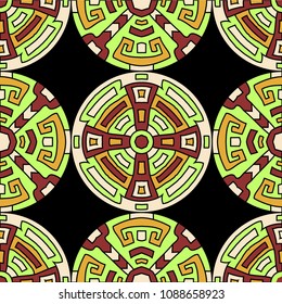 Semless pattern. Trendy color ethnic background with folk motifs for cover or textile. Seamless color background with ethnic motifs for your design. Vector texture.