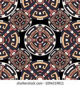 Semless pattern. Trendy color ethnic background with folk motifs for print or paper. Seamless color background with ethnic motifs for your design. Vector texture.