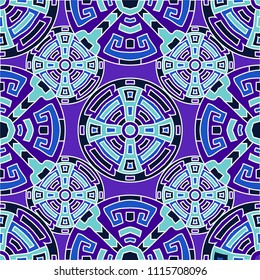 Semless pattern. Trendy color ethnic background with folk motifs for cover or textile. Seamless color background with ethnic motifs for your design. Vector texture.