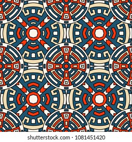 Semless pattern. Trendy colorful background with north american motifs for cover or textile. Seamless color background with ethnic motifs for your design. Vector texture.