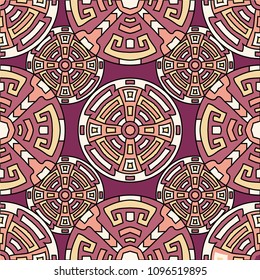 Semless pattern. Trendy colorful background with north american motifs for cover or textile. Seamless color background with ethnic motifs for your design. Vector texture.