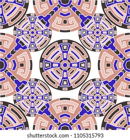 Semless pattern. Trendy colorful background with north american motifs for cover or textile. Seamless color background with ethnic motifs for your design. Vector texture.