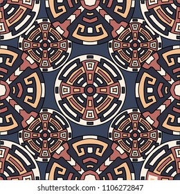 Semless pattern. Trendy colorful background with north american motifs for cover or textile. Seamless color background with ethnic motifs for your design. Vector texture.