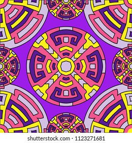 Semless pattern. Trendy colorful background with north american motifs for cover or textile. Seamless color background with ethnic motifs for your design. Vector texture.