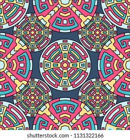 Semless pattern. Trendy colorful background with north american motifs for print or paper. Seamless color background with ethnic motifs for your design. Vector texture.