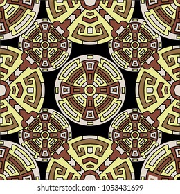 Semless pattern. Vintage color ethnic background with folk motifs for print or paper. Seamless color background with ethnic motifs for your design. Vector texture.