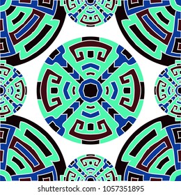 Semless pattern. Vintage color ethnic background with folk motifs for banner or print. Seamless color background with ethnic motifs for your design. Vector texture.