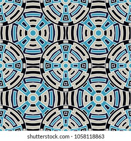Semless pattern. Vintage color ethnic background with folk motifs for print or paper. Seamless color background with ethnic motifs for your design. Vector texture.