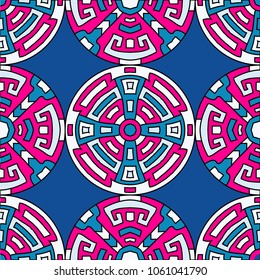 Semless pattern. Vintage color ethnic background with folk motifs for banner or print. Seamless color background with ethnic motifs for your design. Vector texture.