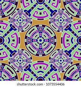 Semless pattern. Vintage color ethnic background with folk motifs for print or paper. Seamless color background with ethnic motifs for your design. Vector texture.