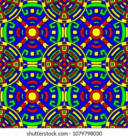 Semless pattern. Vintage color ethnic background with folk motifs for print or paper. Seamless color background with ethnic motifs for your design. Vector texture.