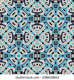 Semless pattern. Vintage color ethnic background with folk motifs for banner or print. Seamless color background with ethnic motifs for your design. Vector texture.