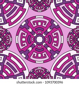 Semless pattern. Vintage color ethnic background with folk motifs for print or paper. Seamless color background with ethnic motifs for your design. Vector texture.