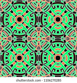 Semless pattern. Vintage color ethnic background with folk motifs for print or paper. Seamless color background with ethnic motifs for your design. Vector texture.