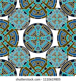 Semless pattern. Vintage color ethnic background with folk motifs for banner or print. Seamless color background with ethnic motifs for your design. Vector texture.
