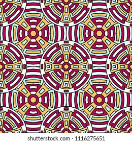 Semless pattern. Vintage color ethnic background with folk motifs for print or paper. Seamless color background with ethnic motifs for your design. Vector texture.