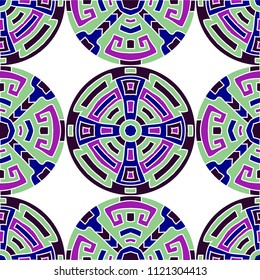 Semless pattern. Vintage color ethnic background with folk motifs for cover or textile. Seamless color background with ethnic motifs for your design. Vector texture.
