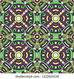 Semless pattern. Vintage color ethnic background with folk motifs for cover or textile. Seamless color background with ethnic motifs for your design. Vector texture.