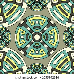 Semless pattern. Vintage colorful background with north american motifs for banner or print. Seamless color background with ethnic motifs for your design. Vector texture.