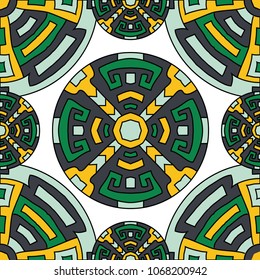 Semless pattern. Vintage colorful background with north american motifs for banner or print. Seamless color background with ethnic motifs for your design. Vector texture.