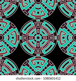 Semless pattern. Vintage colorful background with north american motifs for cover or textile. Seamless color background with ethnic motifs for your design. Vector texture.