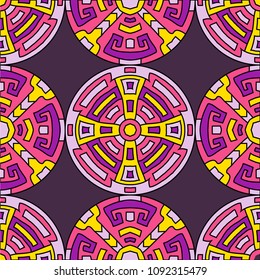Semless pattern. Vintage colorful background with north american motifs for print or paper. Seamless color background with ethnic motifs for your design. Vector texture.