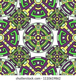 Semless pattern. Vintage colorful background with north american motifs for print or paper. Seamless color background with ethnic motifs for your design. Vector texture.