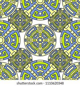 Semless pattern. Vintage colorful background with north american motifs for cover or textile. Seamless color background with ethnic motifs for your design. Vector texture.