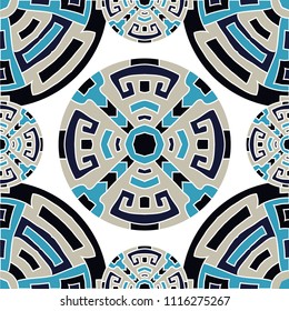 Semless pattern. Vintage colorful background with north american motifs for cover or textile. Seamless color background with ethnic motifs for your design. Vector texture.