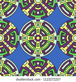 Semless pattern. Vintage colorful background with north american motifs for cover or textile. Seamless color background with ethnic motifs for your design. Vector texture.