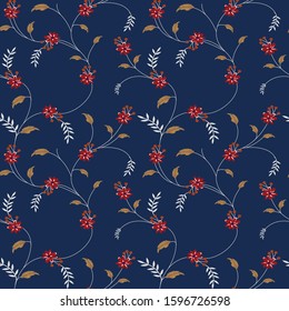 semless small vector  design pattern on blue  background