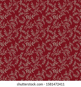 semless small vector flower design pattern  on  red background