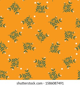semless small vector flower design pattern  on  yello    background
