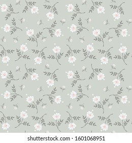 semless small vector flower design pattern  on white   background