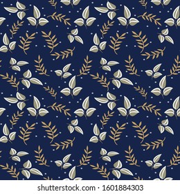 semless small vector flower design pattern navy  background