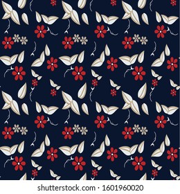 semless small vector flower design pattern  on navy     background