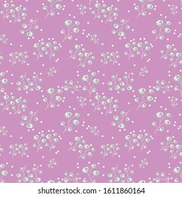 semless small vector flower design pattern  on  pink background