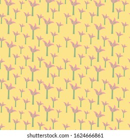 semless small vector flower design pattern  on  yello   background