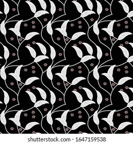 semless small vector flower design pattern  on black     background
