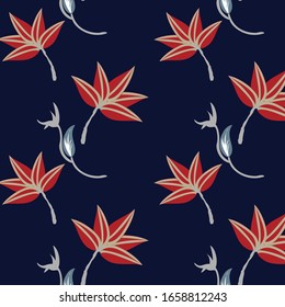 semless small vector flower design pattern  on navy      background