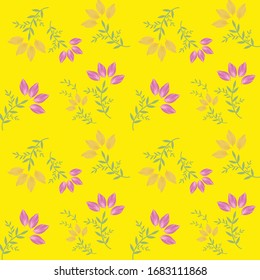 semless small vector flower design pattern  on  yello     background