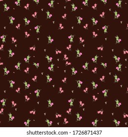 semless small vector flower design pattern on red background
