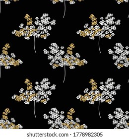 semless small vector flower design pattern  on black  background