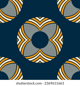 Semless vector pattern with symmetrical round ornaments. Decorative design elements. Seamless color background with ethnic motifs. Vector color background.