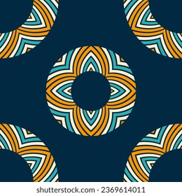 Semless vector pattern with symmetrical round ornaments. Decorative design elements. Seamless color background with ethnic motifs. Vector color background.