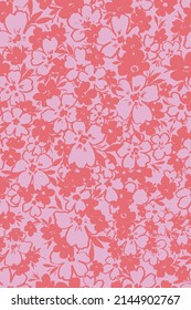 vector semilítico de dos tonos rojo y rosa estilo floral naive. Diseño multidireccional de color floral. 