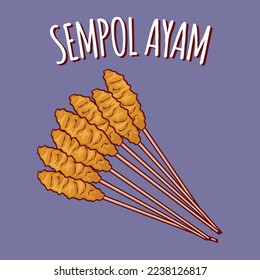 Sempol ayam illustration Indonesian food with cartoon style
