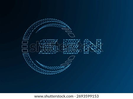 SEN low poly letter logo vector design. SEN lower poly logo design. Low poly logo.